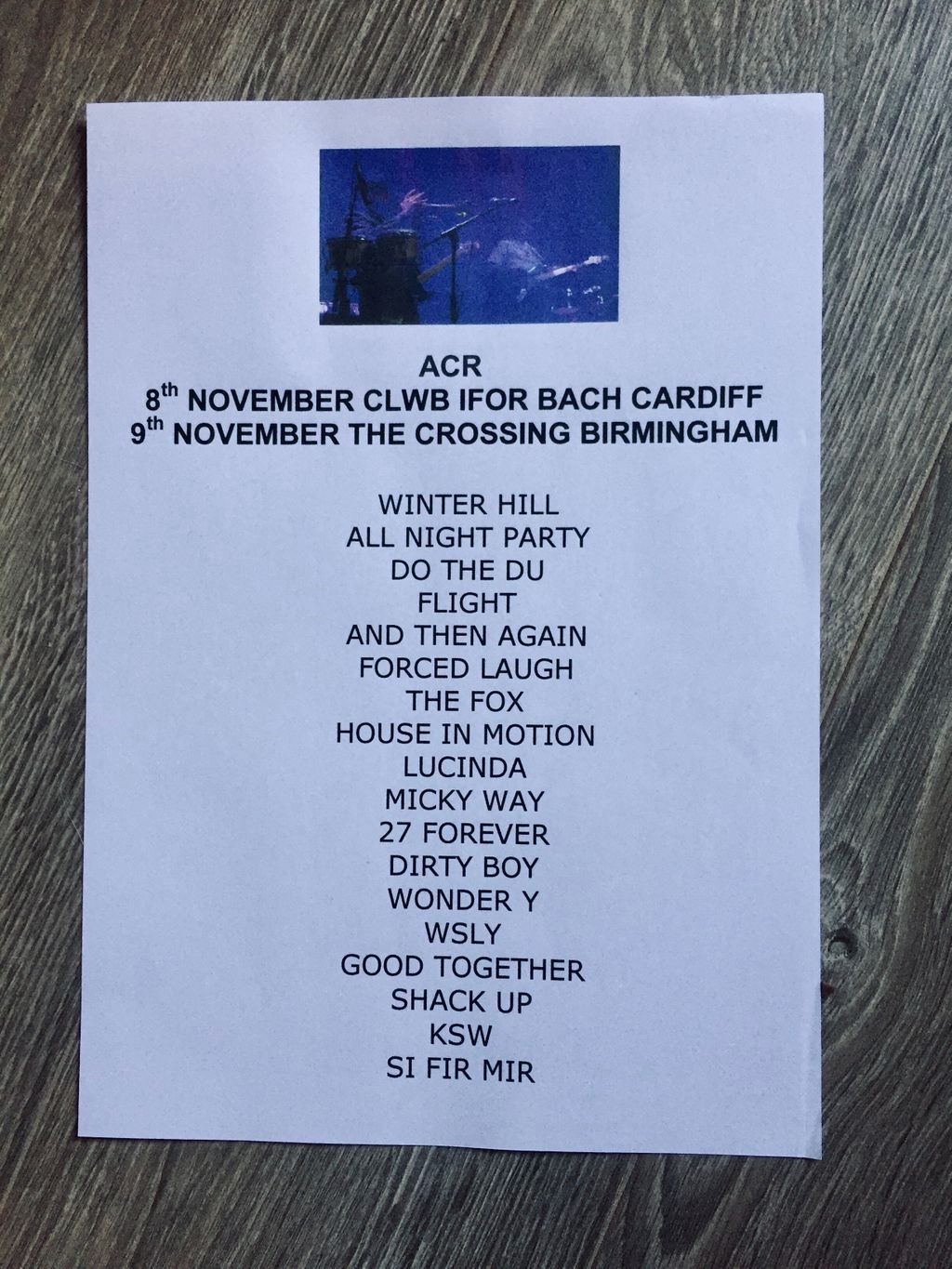 9 November 2019, The Crossing, Birmingham - ACR Gigography