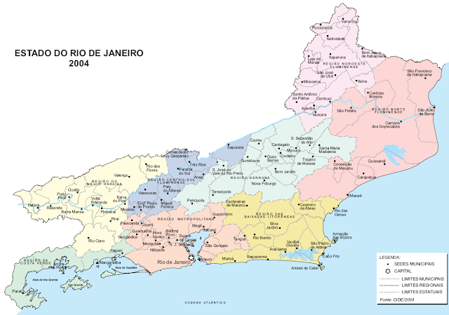 Mapa político do estado do Rio de Janeiro 