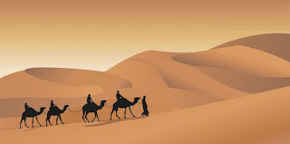 Spice trade route across the Arabian desert