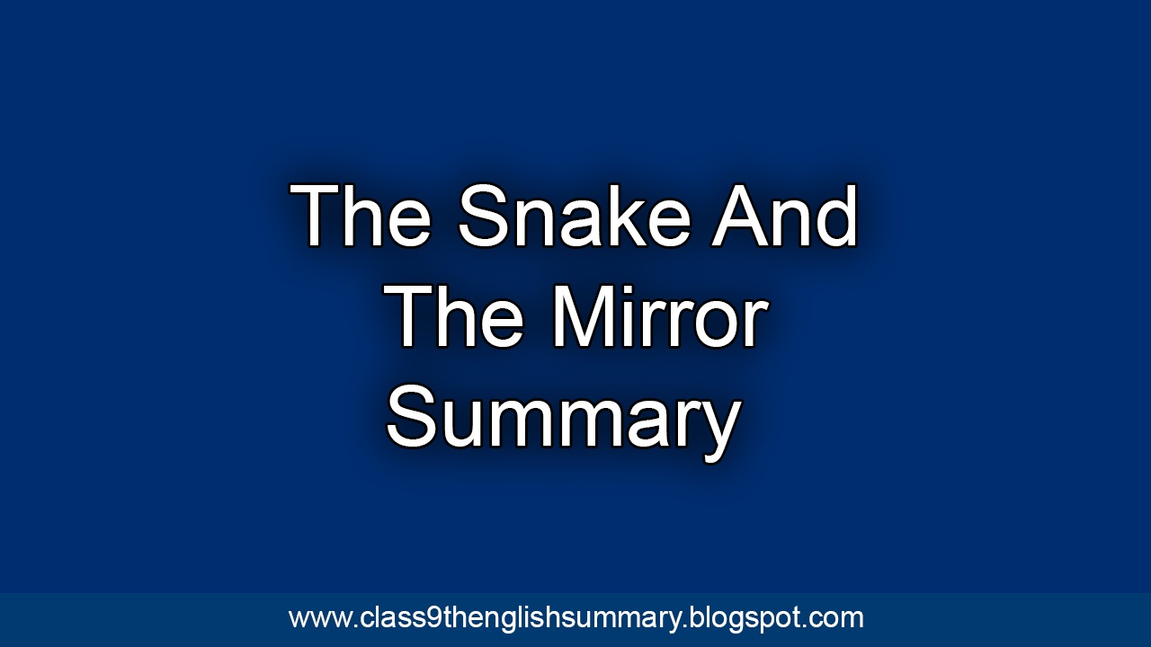 The Snake And The Mirror Summary Class 9Th English Summary
