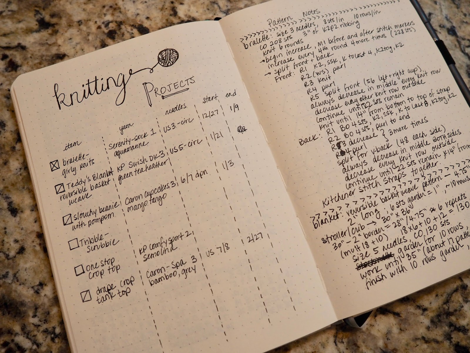 Staying organized with a knitting journal 