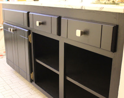 bathroom cabinet drawer after painted black