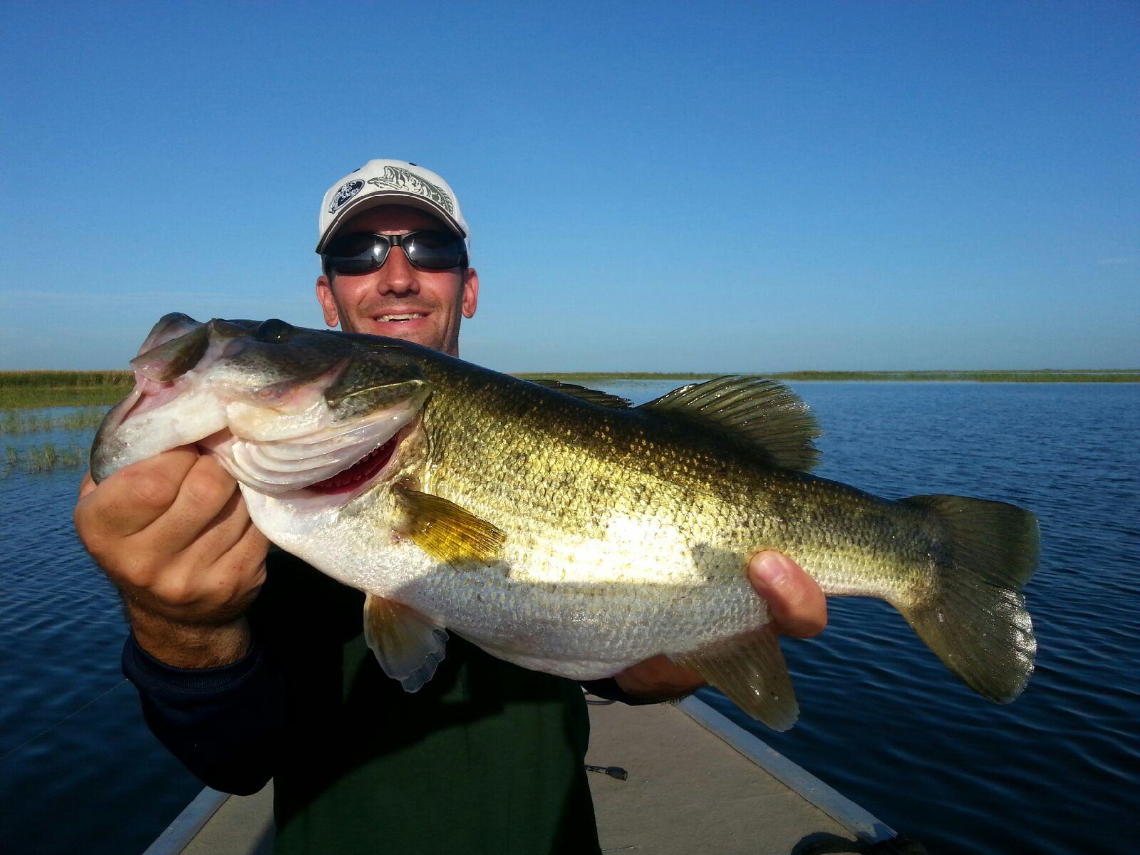 Father and son both catch big Bass on Lake Okeechobee Lake Okeechobee