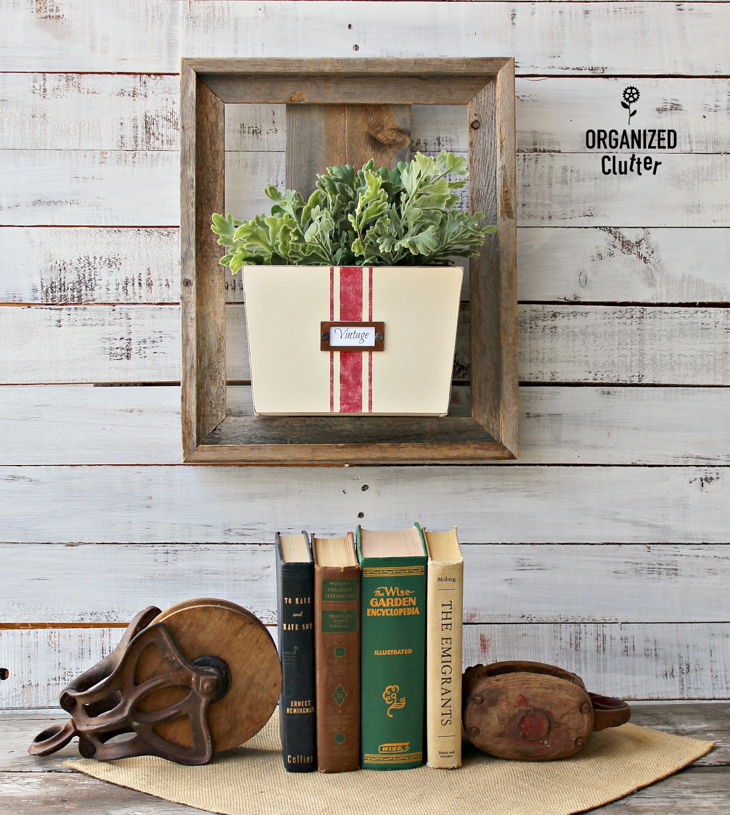 Thrift Shop Wooden Wall Bin & Barn Wood Frame Project Organized Clutter