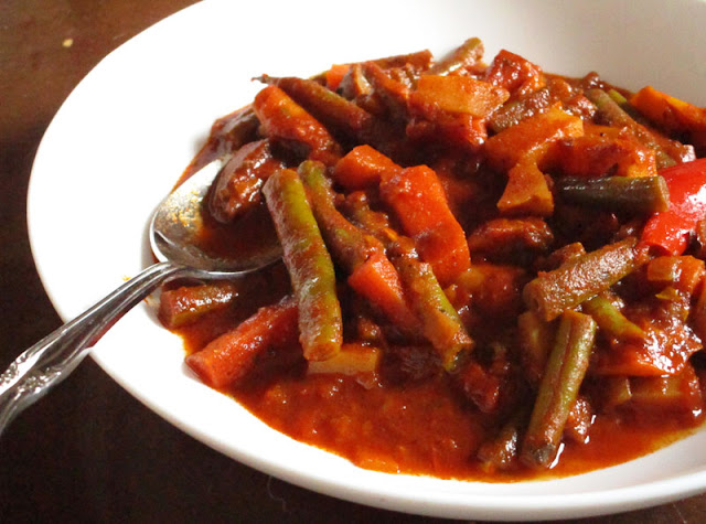 Mixed Vegetables in a Spicy Tomato Ethiopian Kulet Sauce
