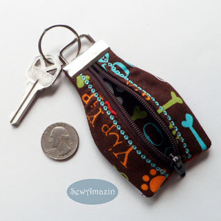 Woofs Up Zipper Key Chain, Dog Lovers Key Fob