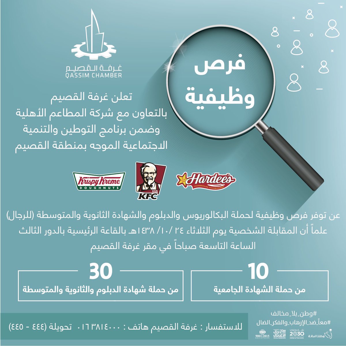 غرفة القصيم تطرح وظائف للجامعيين والثانوي والكفاءة المتوسطة غرفة القصيم تطرح وظائف للجامعيين والثانوي والكفاءة المتوسطة