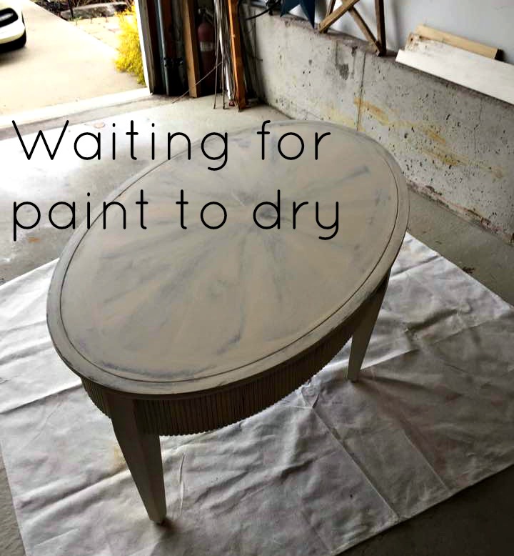 Waiting for the first coat of paint to dry. Waiting for the first coat of paint to dry.