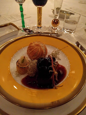 Roasted veal main course at Stadshuskällaren Restaurang. The same dish was served at the 2015 Nobel Prize dinner at the Stockholm City Hall