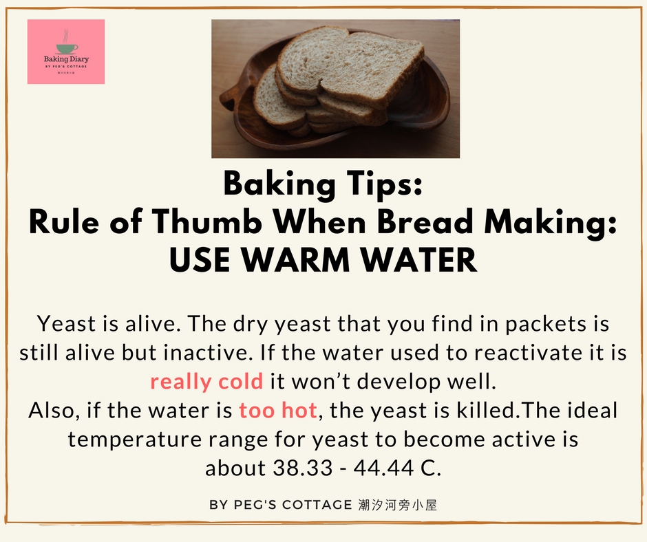 BAKING TIPS RULE OF THUMB WHEN BREAD MAKING USE WARM WATER
