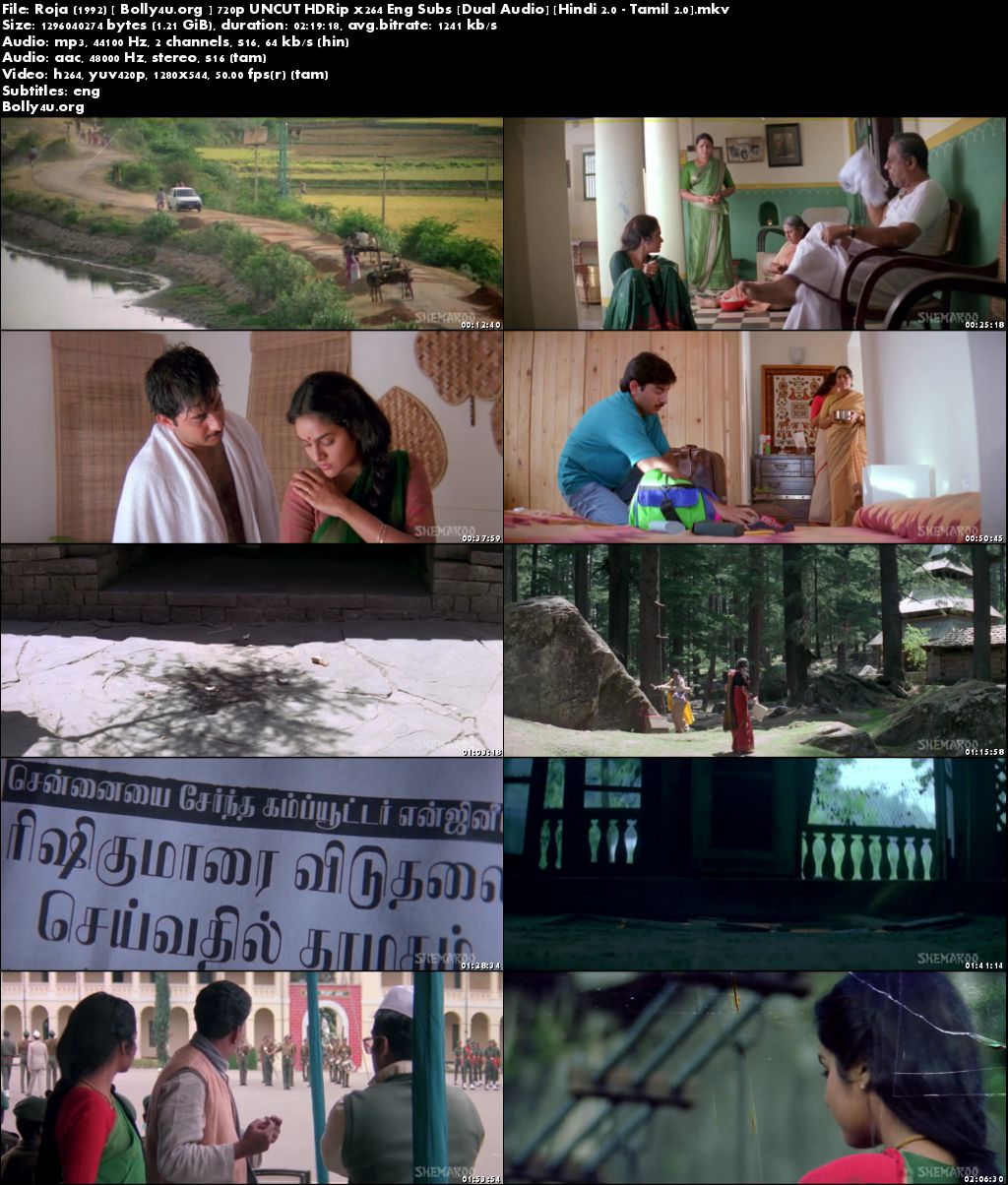 Roja 1992 HDRip UNCUT Hindi Dubbed Dual Audio 720p ESub Download