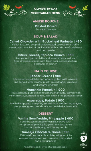 OLIVE QUTUB PRESENTS The 10 day Vegetarian Menu OLIVE QUTUB PRESENTS The 10 day Vegetarian Menu