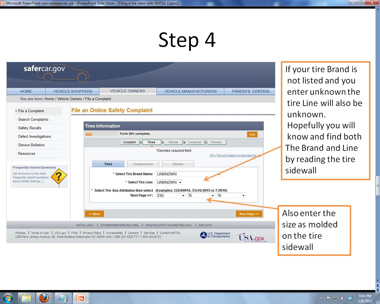 RV Tire Safety Reporting tire failure to NHTSA Part 2