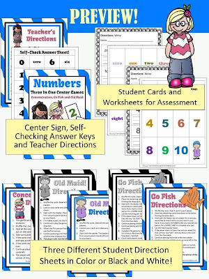 Fern Smith's Numbers Math Center Card Games!