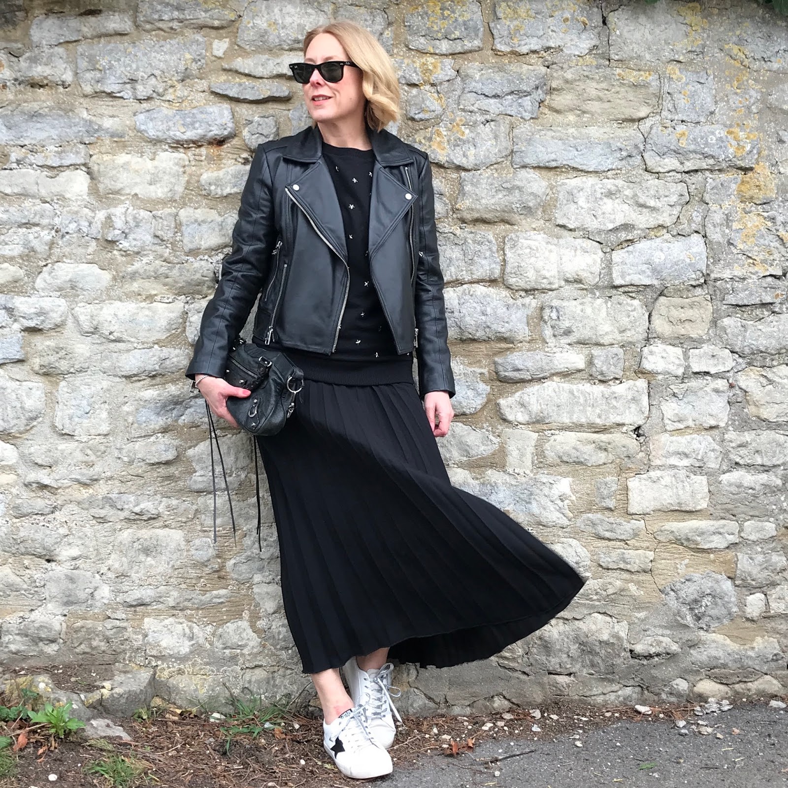 midi skirt with trainers