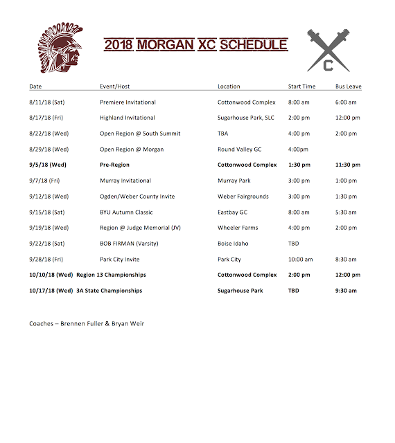Morgan XC: XC Schedule! Morgan XC: XC Schedule!