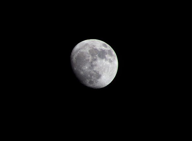 Ok, the launch is scrubbed, but the moon is up.  DSLR, 300mm, 1/250 second (Source: Palmia Observatory)