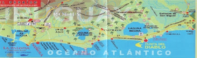 Mapa de los Balnearios de Rocha. Uruguay. Turismo en el este. Turismo en Rocha