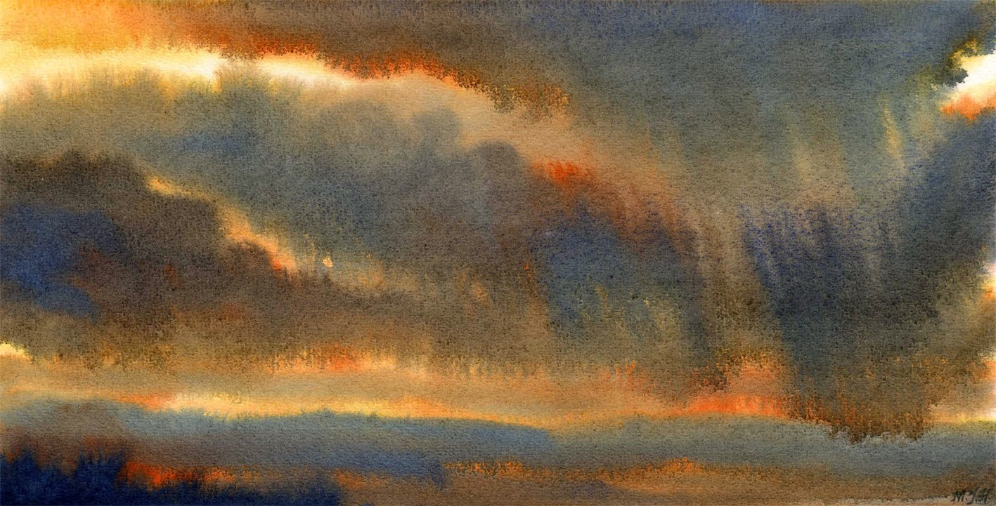 Burning Skies-Michael Howley Artist. A signed limited edition print from an original watercolour