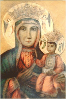 obraz Madonny z dzieciątkiem, namalowany pastelami