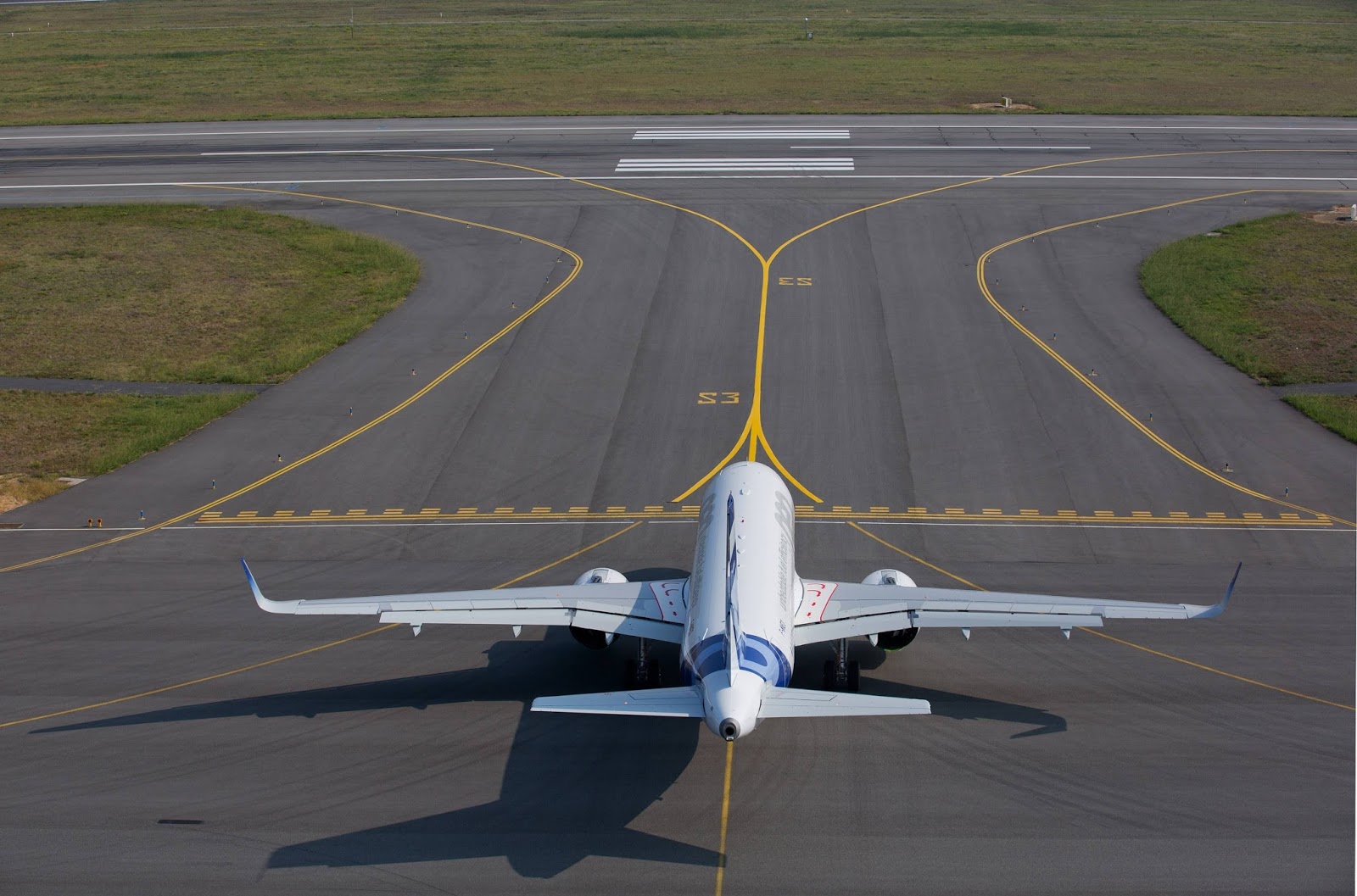 Airbus A320NEO Bird Eye View Just Before Takeoff Aircraft Wallpaper
