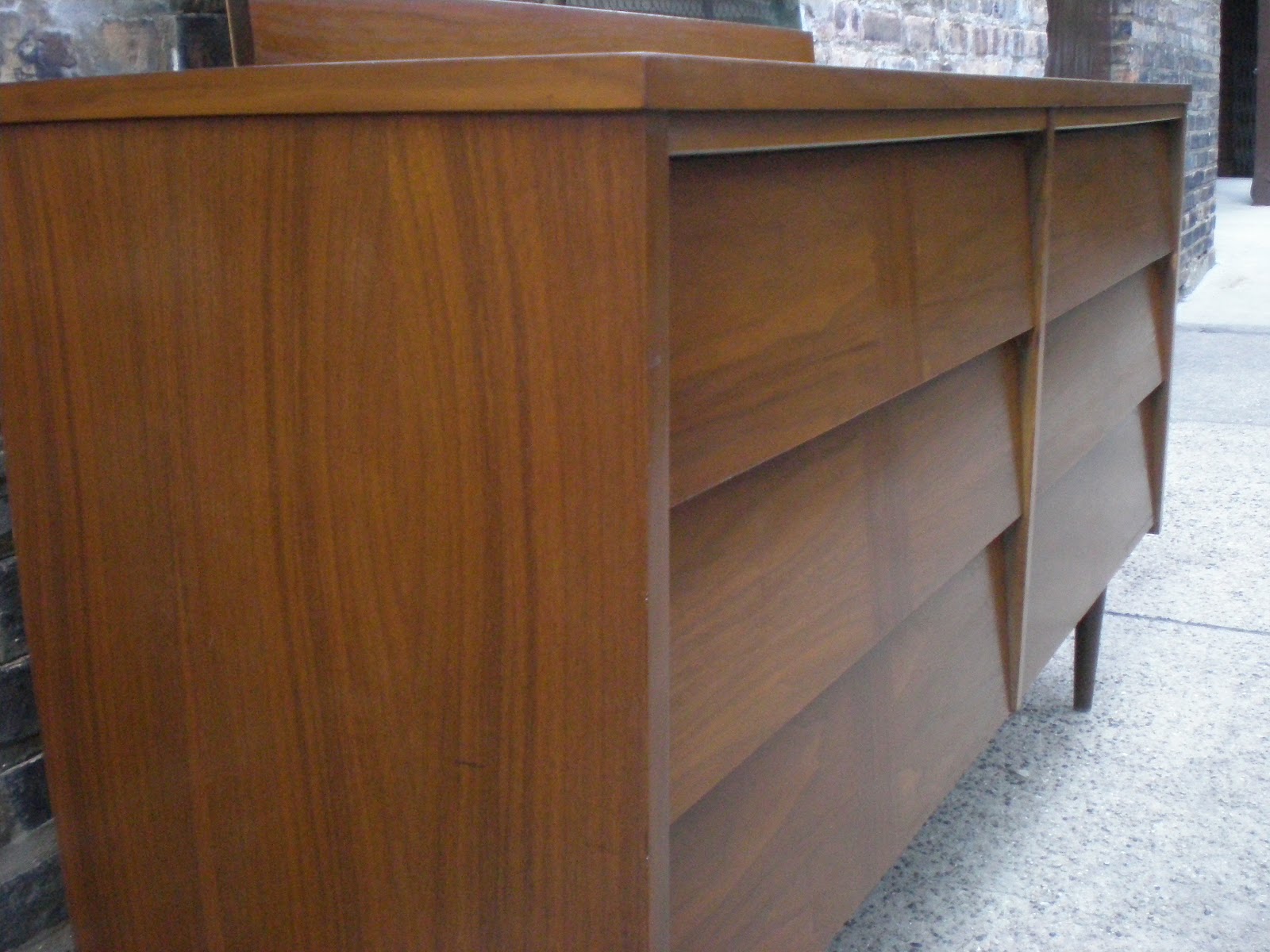 Mid Century Chicago Ward Furniture Co. Lowboy Dresser with Mirror