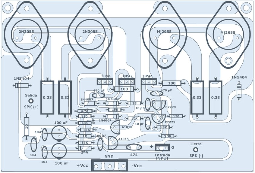Electronic Circuits Diagram 120W Power Amplifier + Power Supply