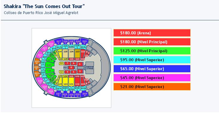 Shakira Y Mas: PRECIOS Y AREAS DEL CONCIERTO DE SHAKIRA EN PUERTO RICO