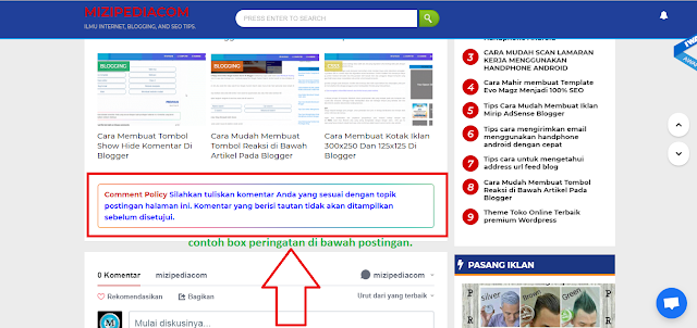 Cara membuat box Pemberitahuan/ Peringatan di bawah Postingan Blogger Cara membuat box Pemberitahuan/ Peringatan di bawah Postingan Blogger