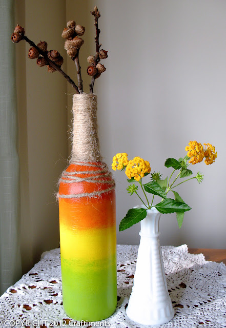 Craftiments:  Tri-Color Ombré Bottle Vase
