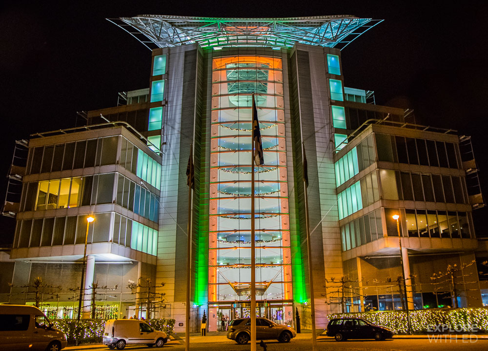 Entrance to Saint Davids Hotel in Cardiff Bay