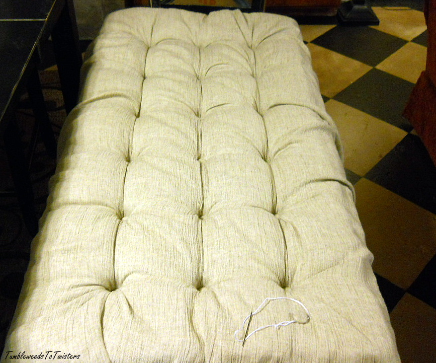 Tumbleweeds to Twisters Diamond Tufted Ottoman, Take One.