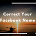 How do I correct my name on Facebook?