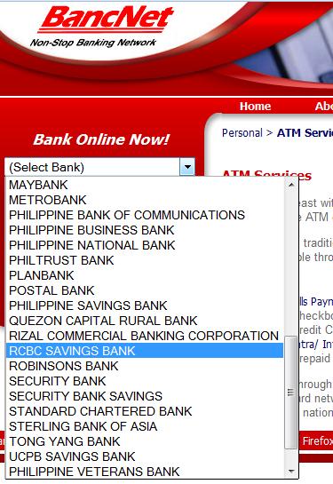 Selecting RCBC in BancNet