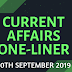 Current Affairs One-Liner: 30th September 2019