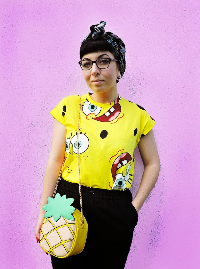 How I Wear: A Spongebob T-shirt & Rainbow Wedges - that's so yesterday
