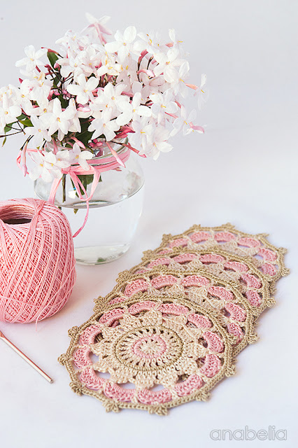 Pink vintage crochet mandalas by Anabelia Craft Design