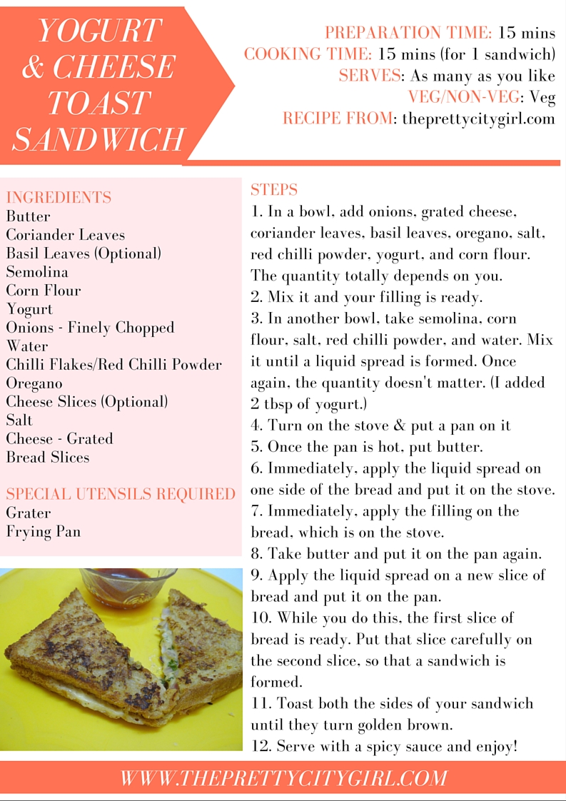 Yogurt & Cheese Toast Sandwich + FREE Recipe Printable - The Pretty ...