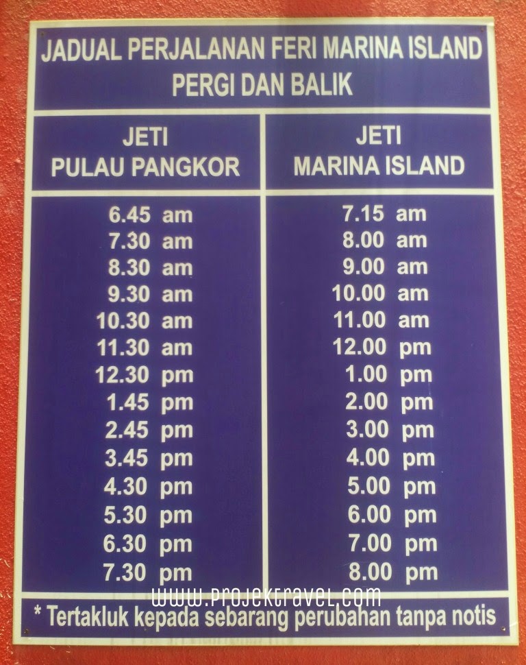 Harga Tiket Jadual Feri Pulau Pangkor