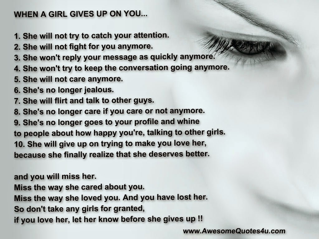 10 Signs When A Girl Gives Up You