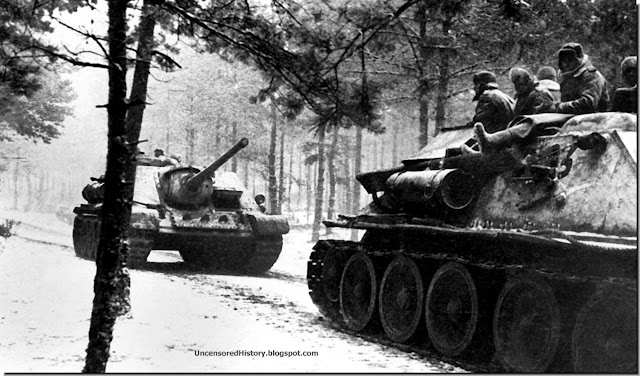 January 1945 Soviet tanks move into Prussia