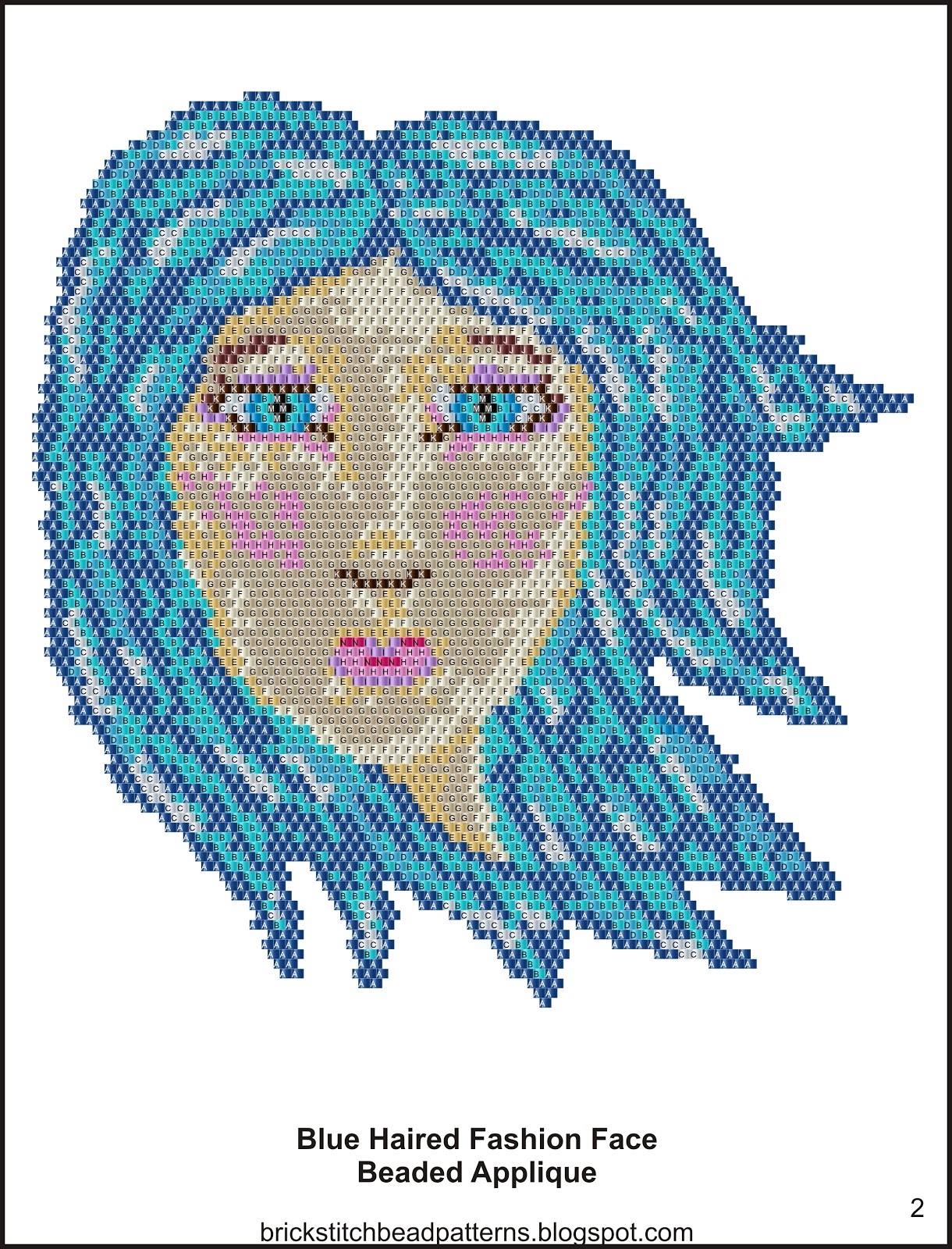 Brick Stitch Bead Patterns Journal Blue Haired Fashion Face Brick