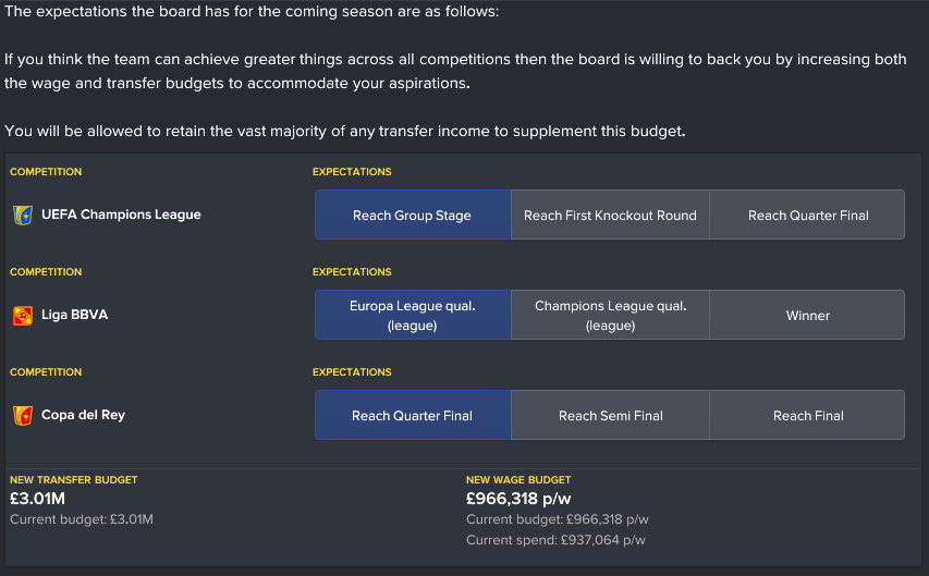 Spanish Liga BBVA Starting Wage and Transfer Budgets in Football Manager 2017 FM Blog FM25