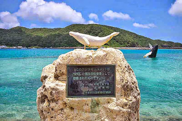 whale statues, Zamami-jima, port
