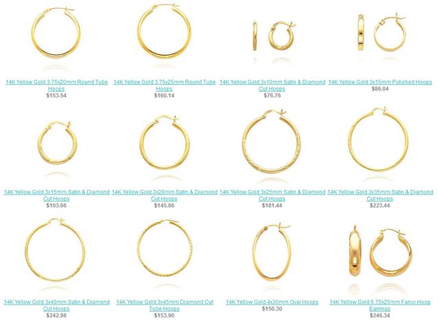 Hoop Earring Size Chart In Inches
