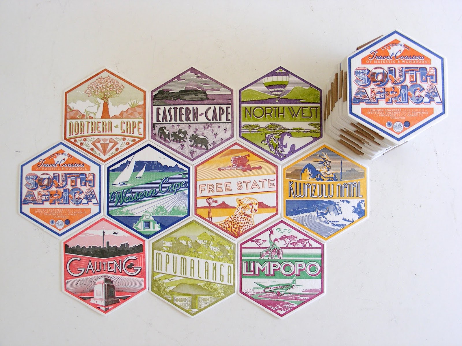 VAMP FURNITURE 9 unique coasters for South Africa's 9 unique provinces