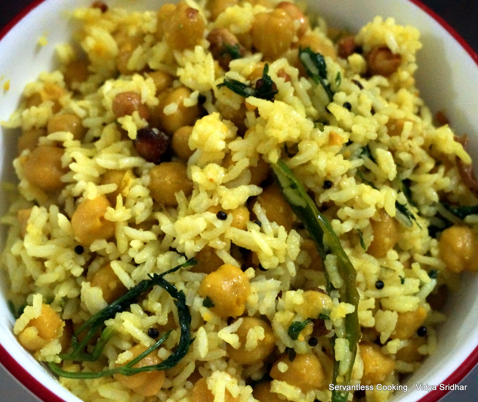 Servantless cooking Lemon Rice with Garbanzo beans