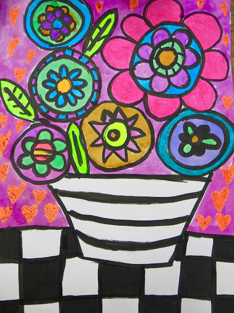 Cassie Stephens: In the Art Room: Heather Galler Inspired Bouquets by  Second Grade