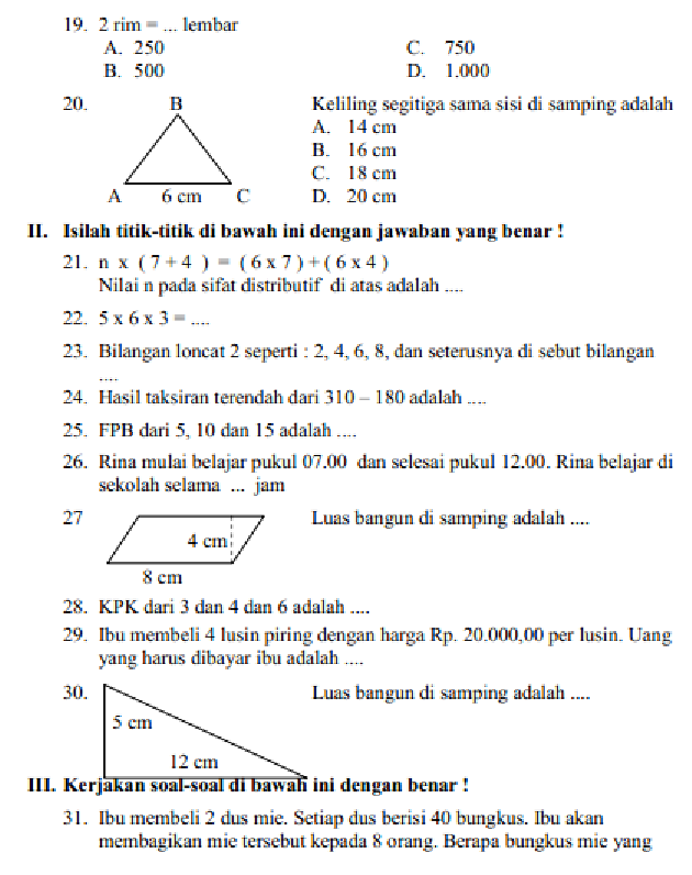 Latihan Soal Matematika Kelas 8