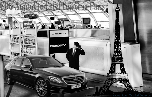 Private Car rental and taxi service in Paris for airport transfer from CDG to Eiffel Tower